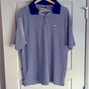 Jack Nicklaus blue and white striped golf shirt - Size XL
